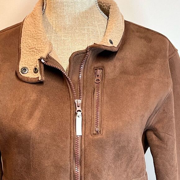 Moxie Equestrian Cavalero Techno Faux Suede Sherpa Stable Jacket Sz M - Picture 3 of 11